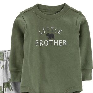 Carter's Olive and Navy Bodysuit Set with Gray Pants